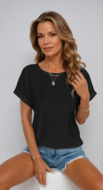 Women's Eyelet Blouse Casual White