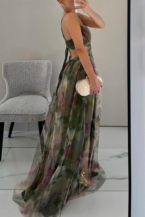 Women's Floral Maxi Dress Spaghetti Strap