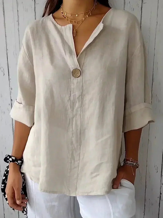 Women's V-Neck Casual Blouse - Fashinoza