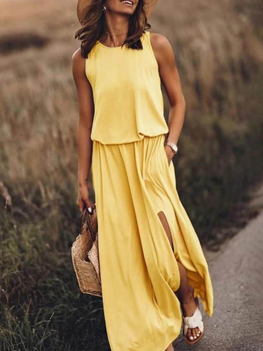 Women's Sleeveless Summer Dress Loose Fit Rose