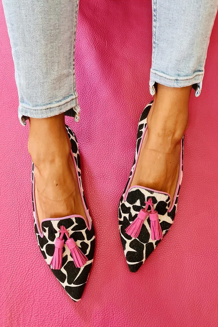 Women's Pointed Loafers Animal Print