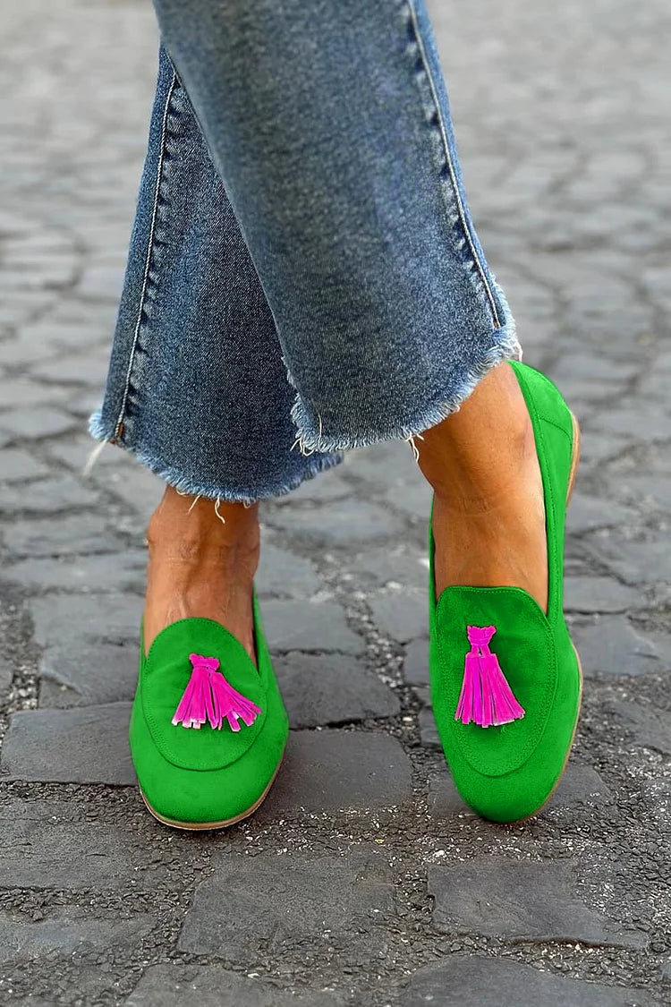 Women's Slip-On Loafers Tassel Tan - Fashinoza