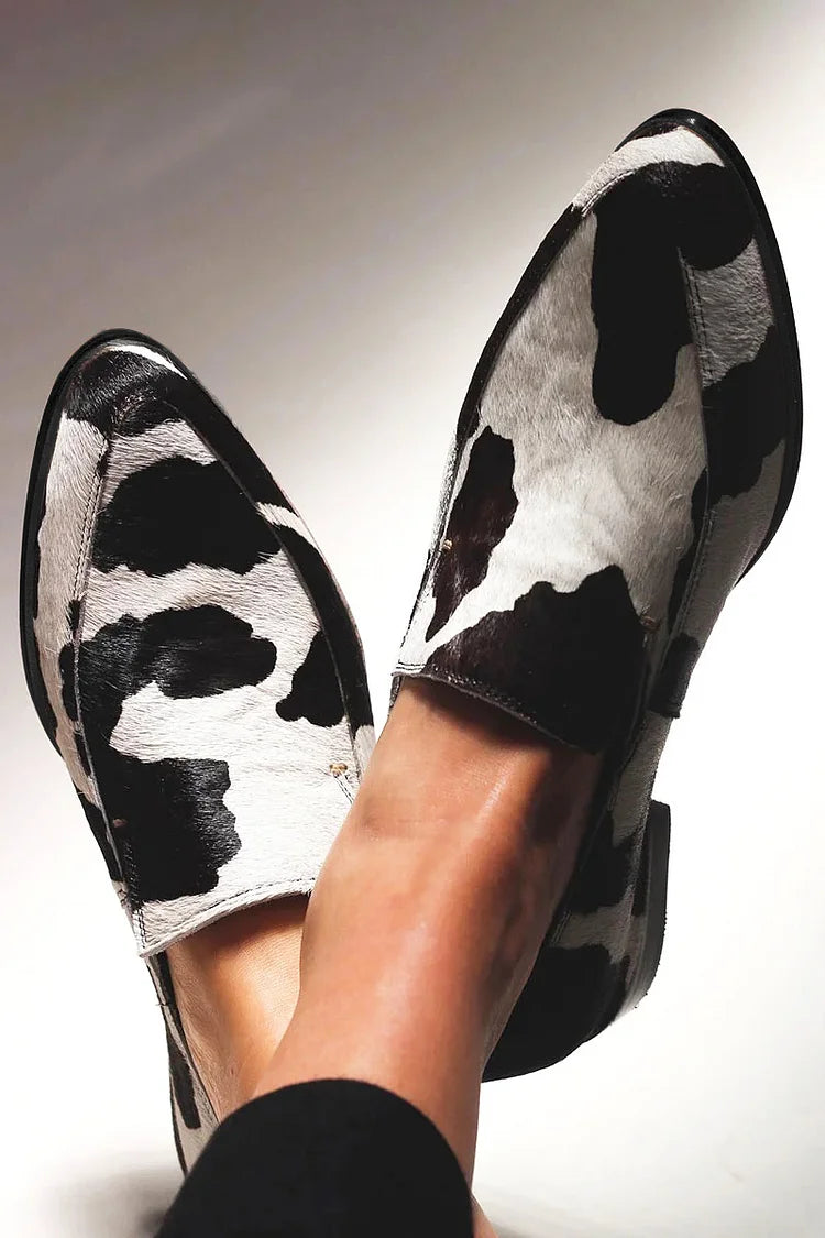 Women's Leather Loafers Small Heel - 
Fashinoza