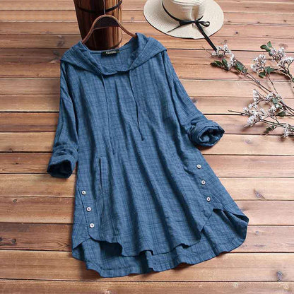 Women's Plaid Hoodie Dress Comfortable