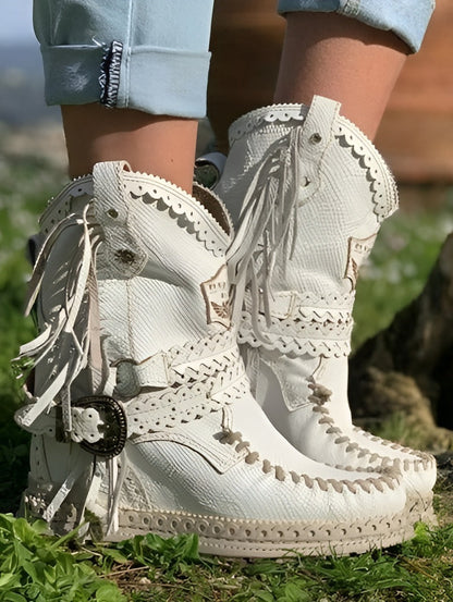 Fringe Moccasin-Style Boots