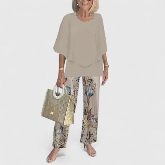 Women's Floral Print And Pants Set - Fashinoza