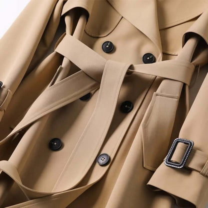 Women's Double-Breasted Trench Coat Classic Waterproof