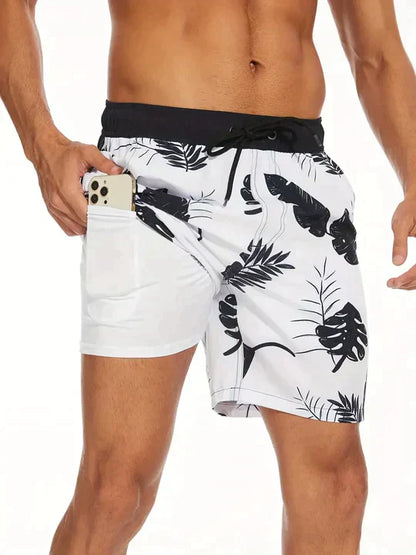 Men's Swim Shorts Lined Phone Pocket - Fashinoza