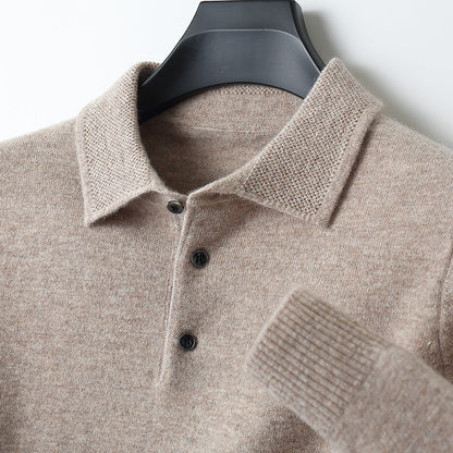 Men's Long Sleeve Polo Solid Shirt