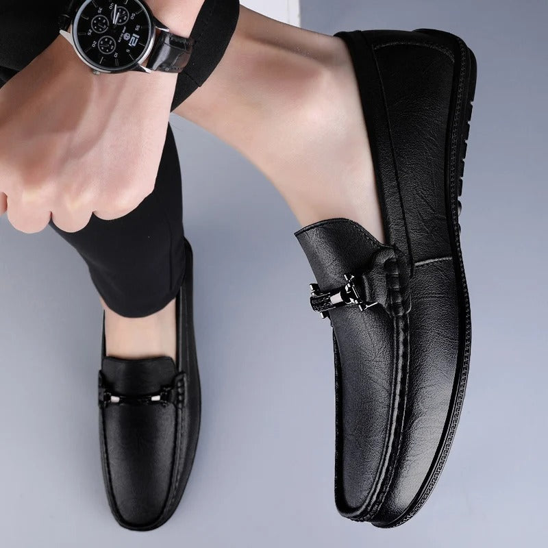 Men's Slip-On Loafers Formal Leather Black