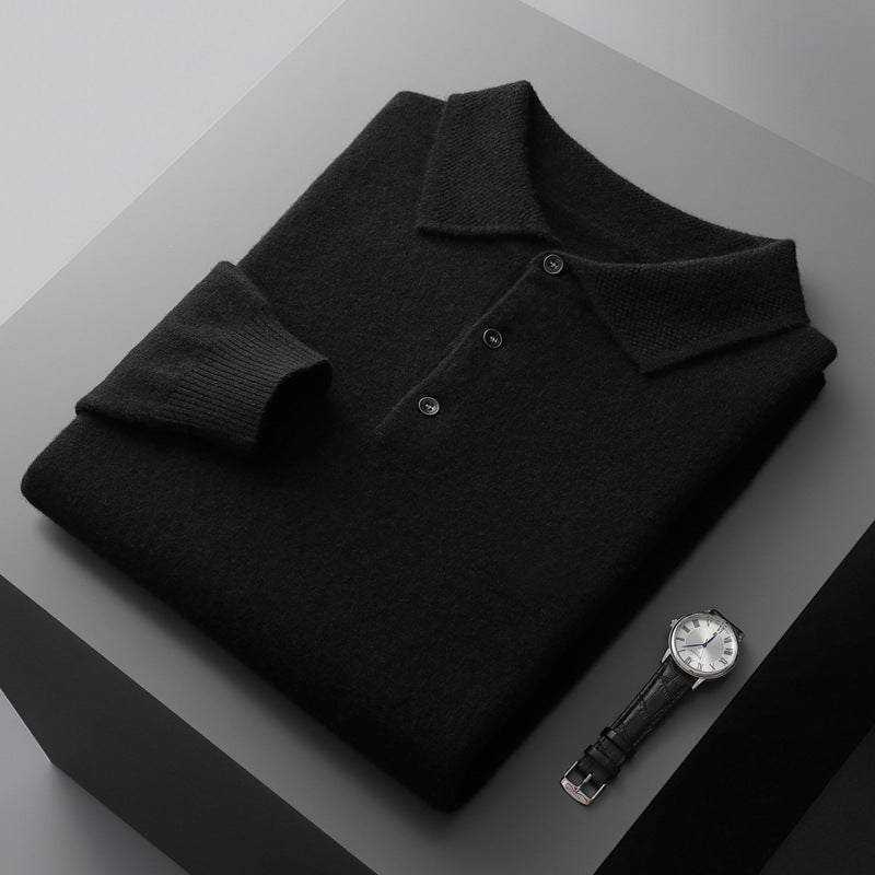 Men's Long Sleeve Polo Solid Shirt