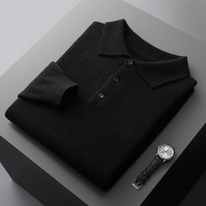 Men's Long Sleeve Polo Solid Shirt