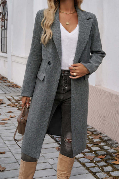 Women's Double Breasted Long Coat Warm Wool Winter