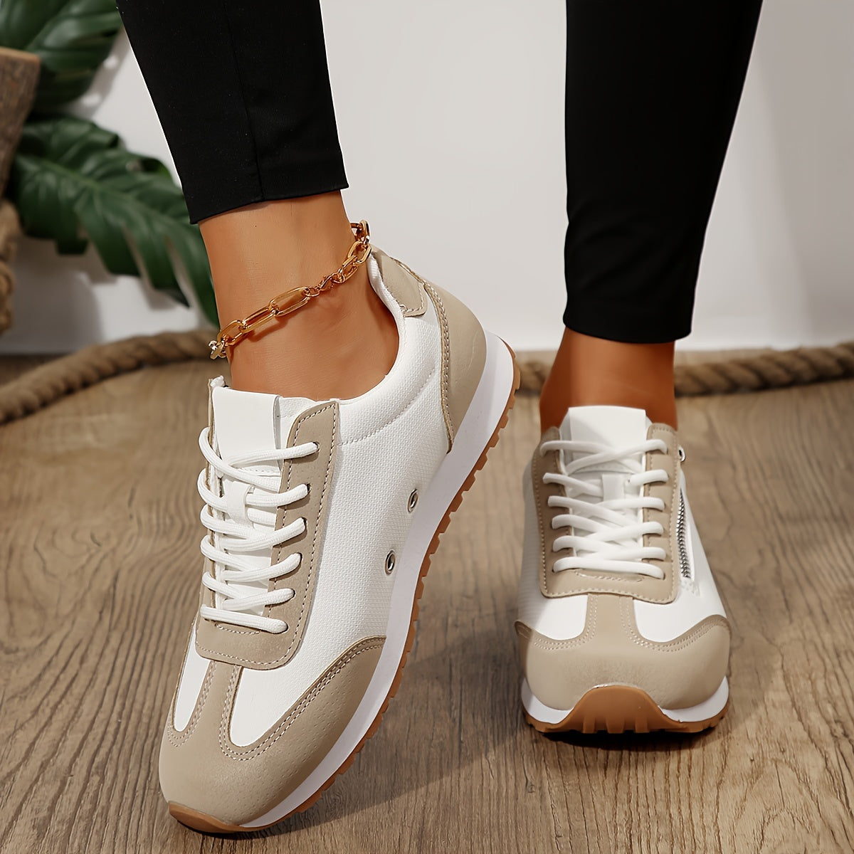 Women's Vulcanized Sneakers Patchwork Lace Up Low Top Casual Walking Shoes