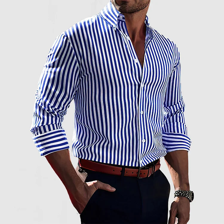 Men's Striped Button Down Shirt - 
Fashinoza
