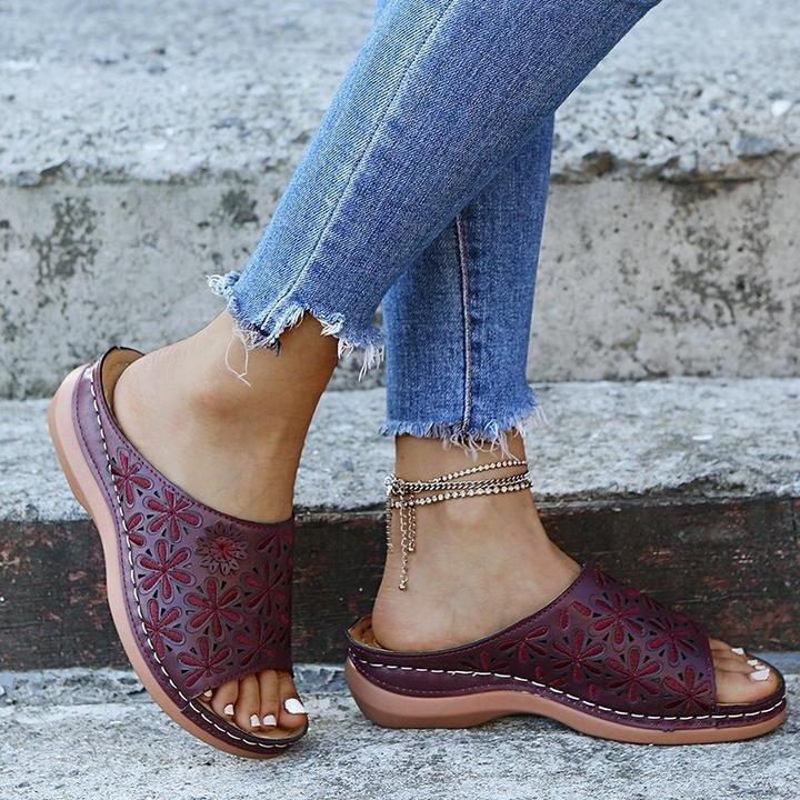 Women's Orthopedic Flat Sandals Cushioned Comfortable Walking - Fashinoza