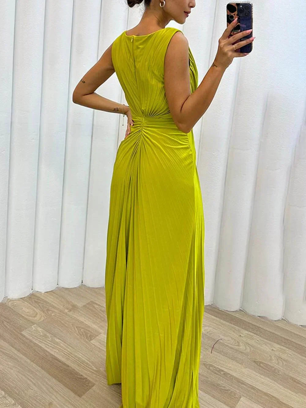Women's Pleated Maxi Evening Dress