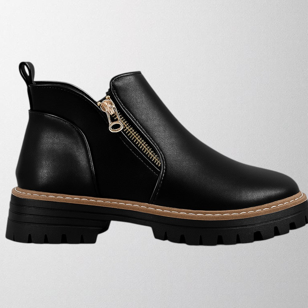 Women's Platform Ankle Boots Zip Design - Fashinoza