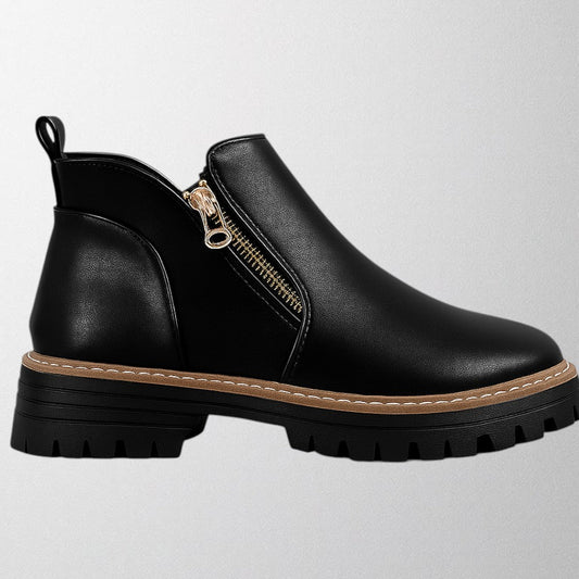 Women's Platform Ankle Boots Zip Design - Fashinoza