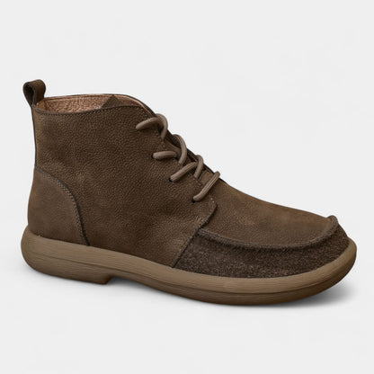 Men's Genuine Leather Barefoot Ankle Boots Wide Toe Box Flat Sole Lace-Up Shoes