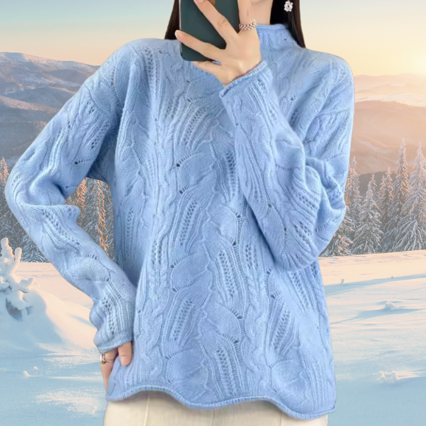 Women's Cable Knit Crew Neck Sweater