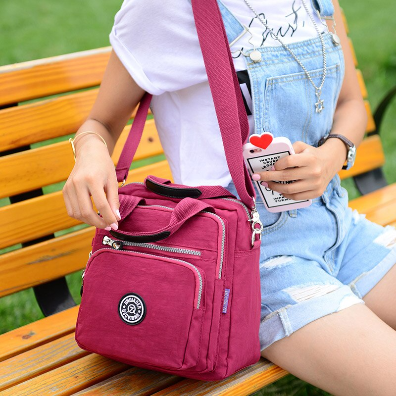 Waterproof Crossbody Bag Nylon Versatile Black - Fashinoza