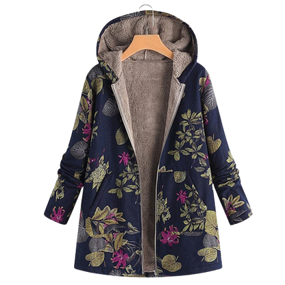 Women's Floral Hooded Long Coat