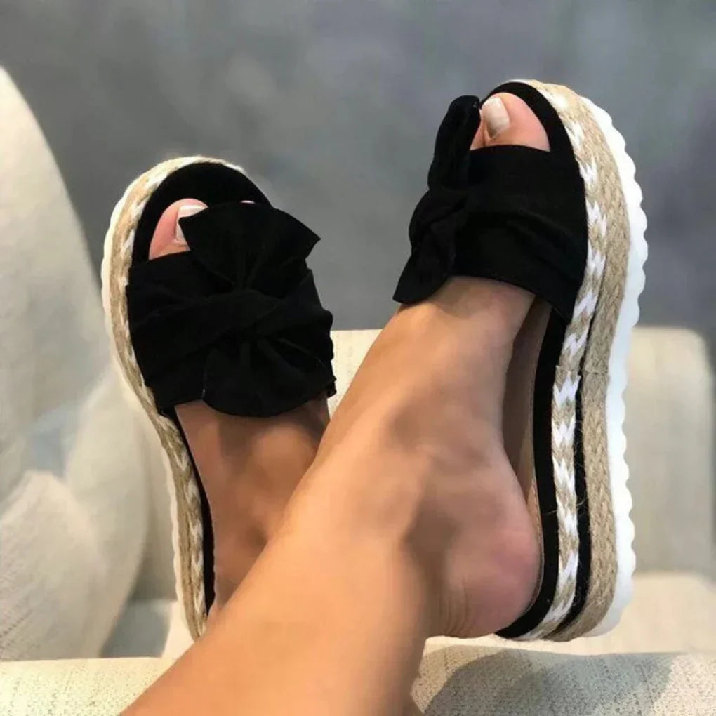 Samantha | Women Spring Bow Platform Slide Sandals