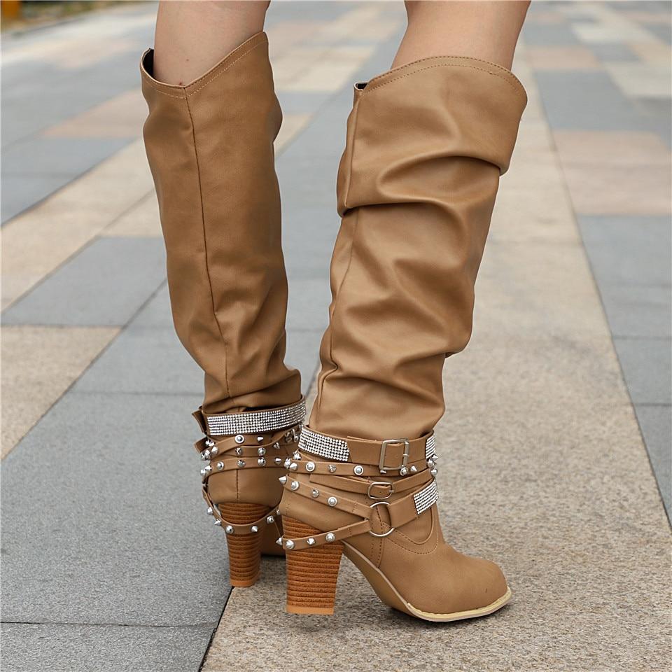 Women's Knee-High Slouchy Block Boots