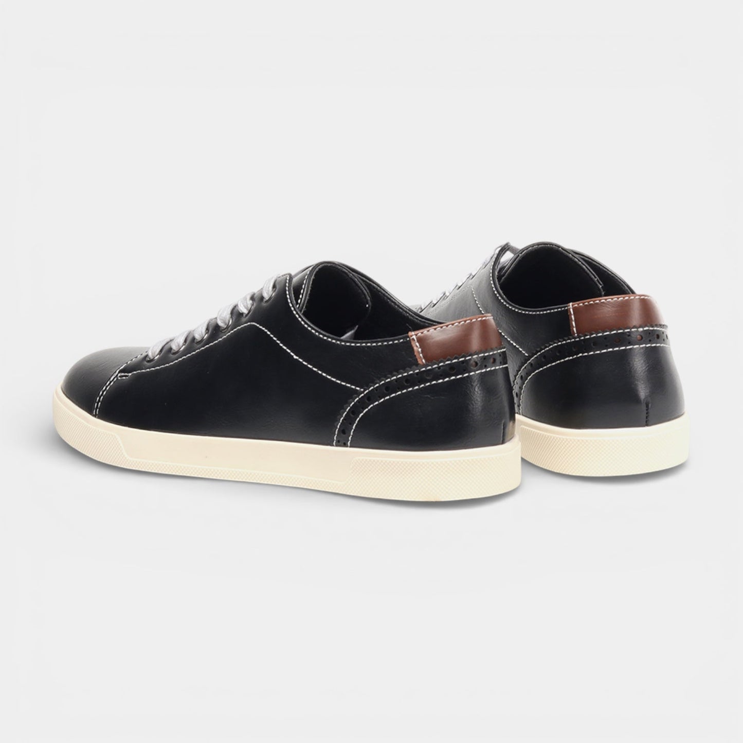 Men's Vegan Leather Sneakers Casual Low Top Walking Lace-Up Shoes