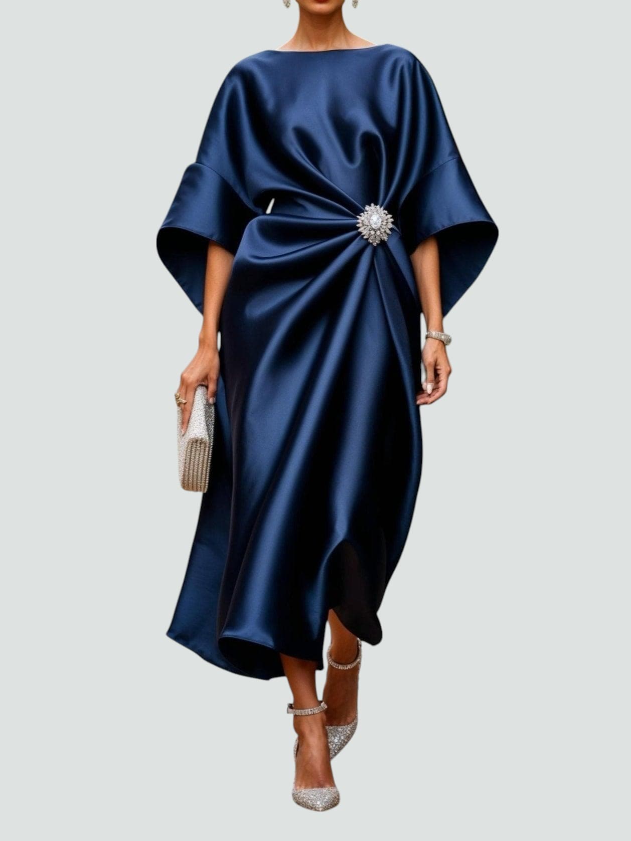 Women's Formal Draped Waist Dress - Fashinoza