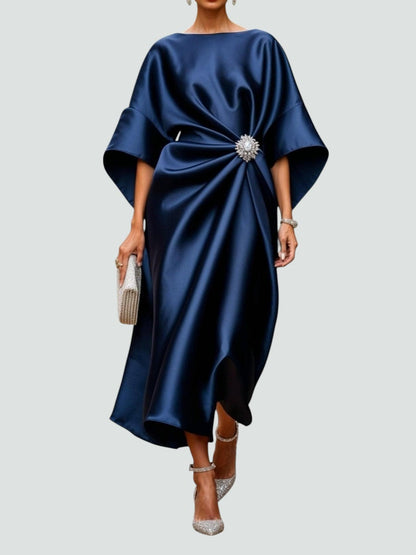 Women's Formal Draped Waist Dress - Fashinoza