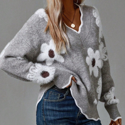 Women's Flower Sweater - Fashinoza