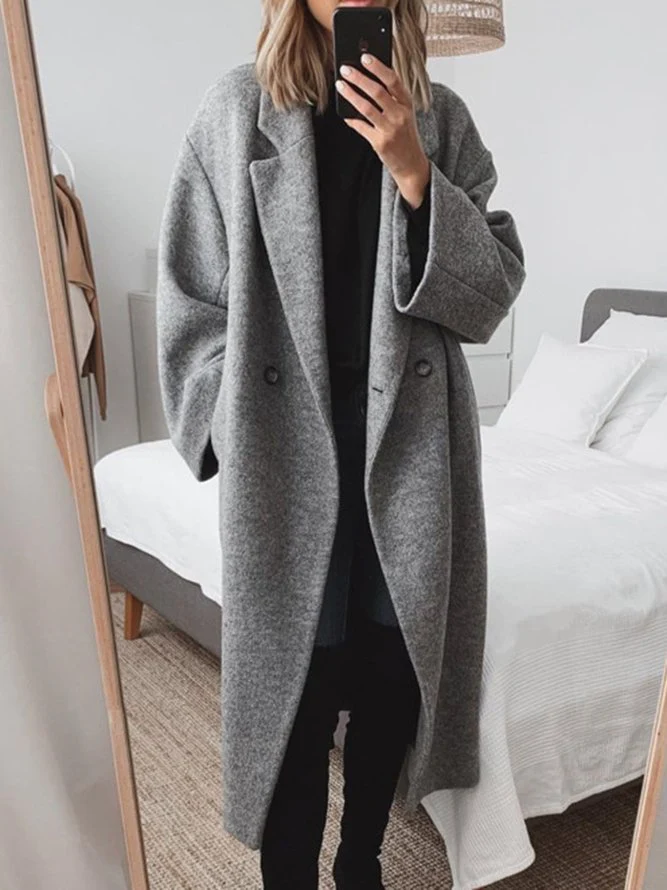 Women's Longline Double-Breasted Coat Oversized Warm