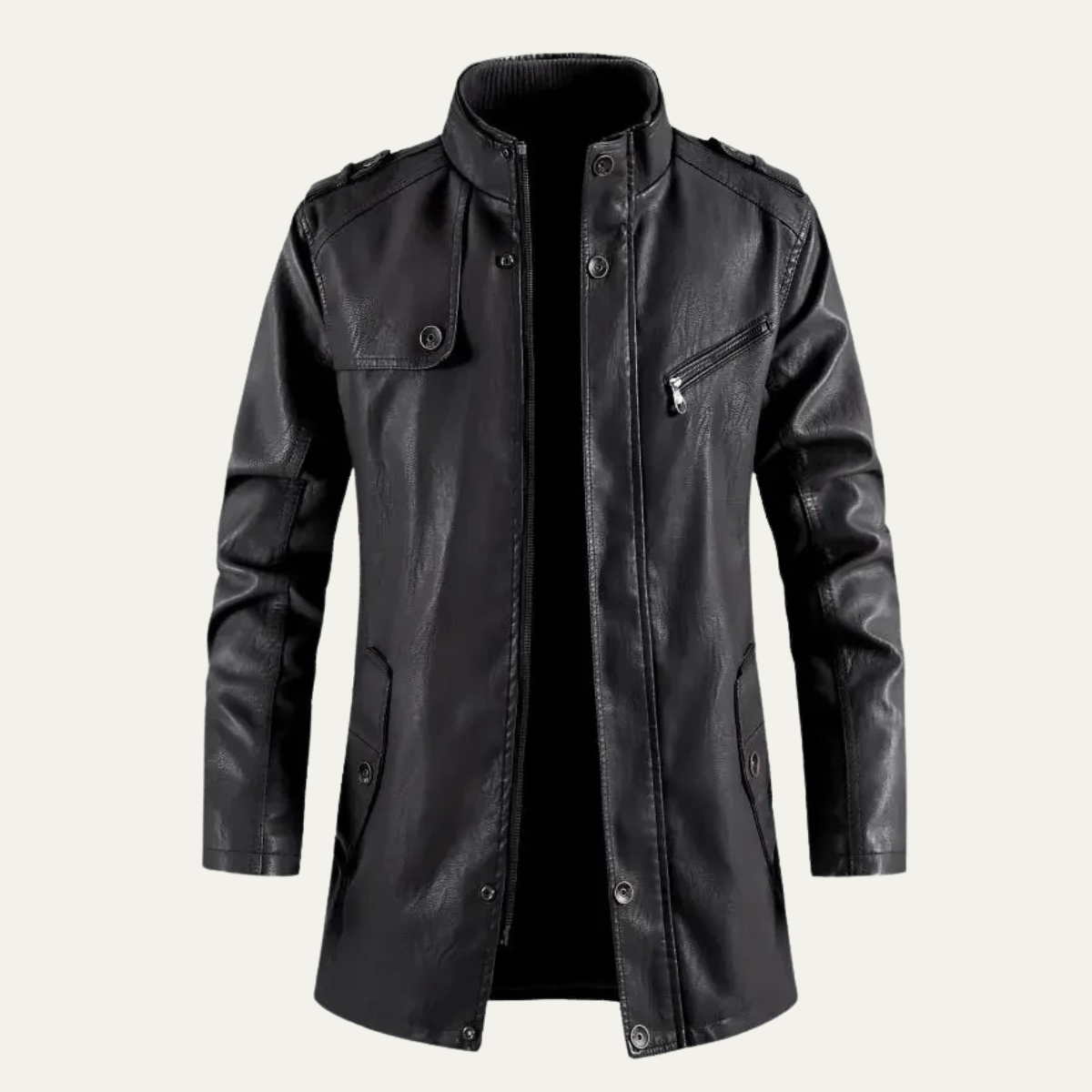 Men's Leather Jacket Thick Fleece Lined Classic - Fashinoza