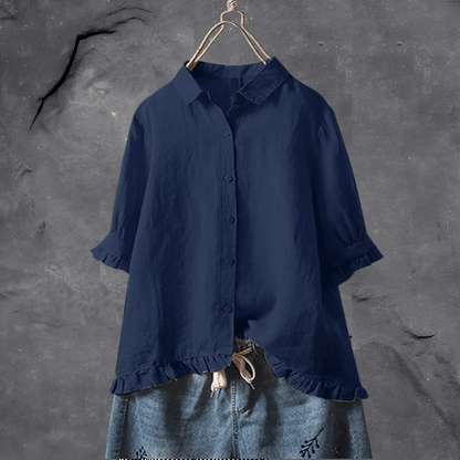 Women's Loose Fit Button Down Blouse