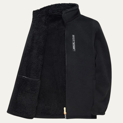 Men's Fleece Zip Up Jacket Stand Collar Winter