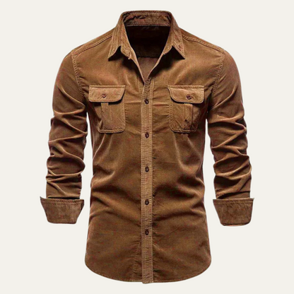 Men's Corduroy Button Down Shirt - Fashinoza