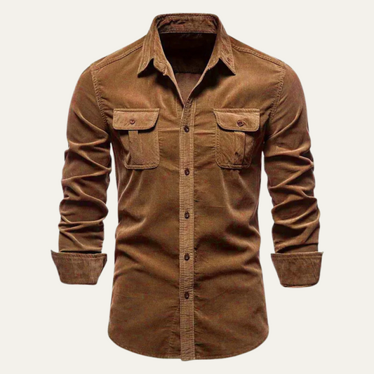 Men's Corduroy Button Down Shirt - Fashinoza