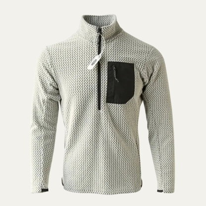 Men's Half Zip Sweater Chest Pocket Red - Fashinoza