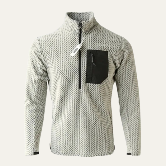 Men's Half Zip Sweater Chest Pocket Red - Fashinoza