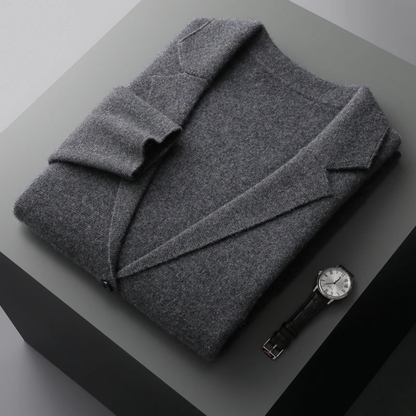 Men's Wool Cardigan Blazer Open Front Charcoal Grey