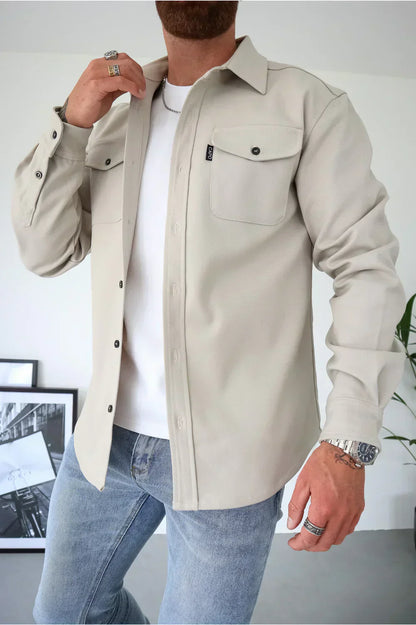 Edward | Men Spring Button Front Shirt Jacket