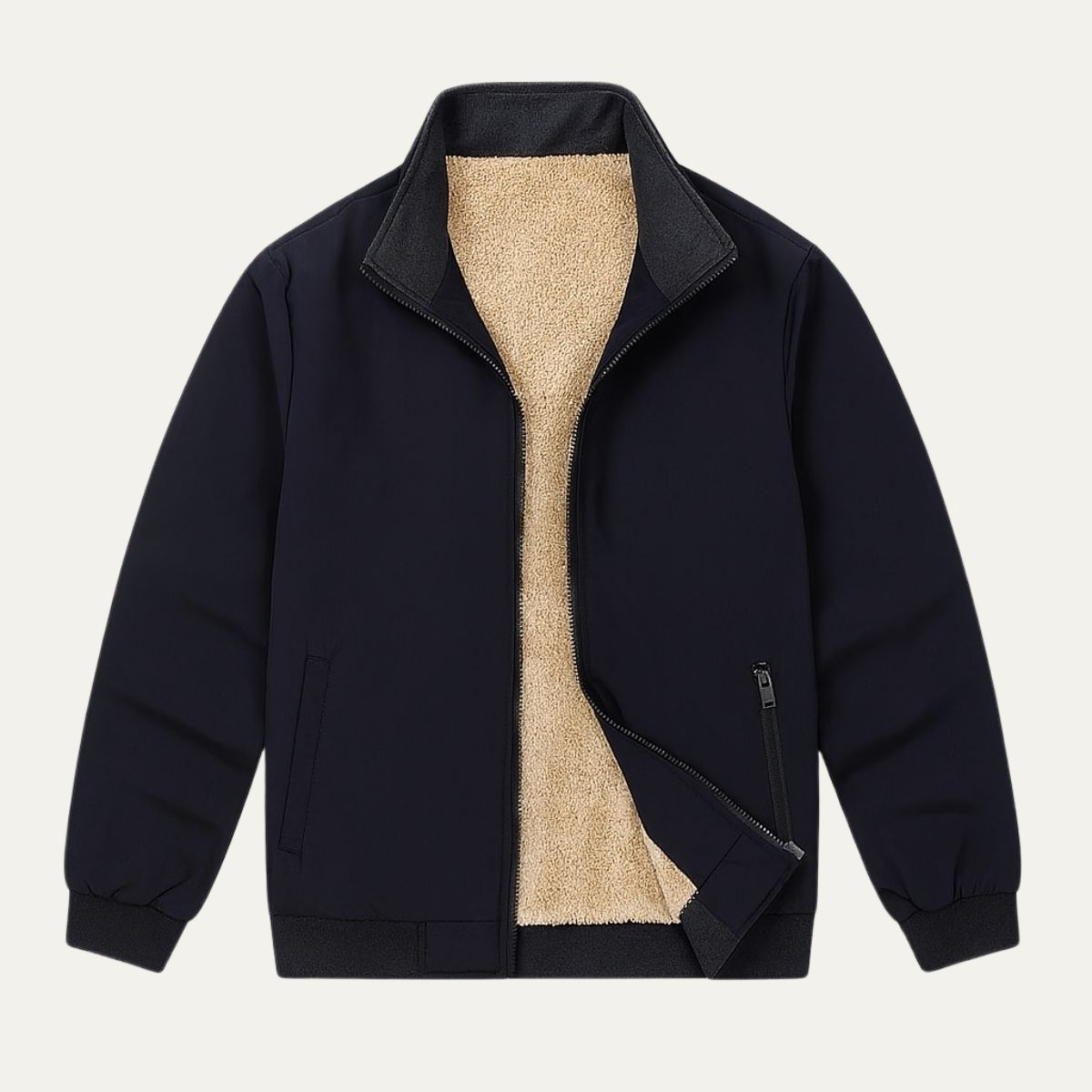 Men's Fleece Lined Windbreaker Lightweight Bomber Jacket - Fashinoza