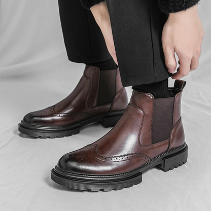 Men's Chelsea Boots Leather Anti-Slip Brown