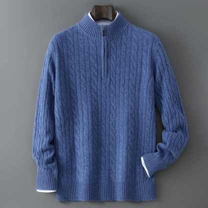 Men's Mock Neck Half Zip Sweater Warm Knit Winter