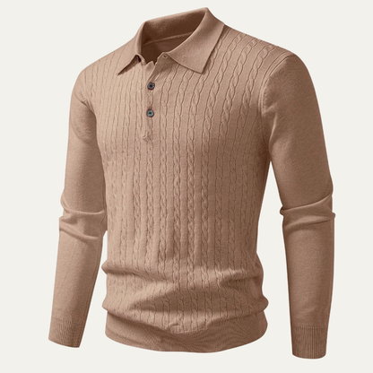 Men's Cotton Polo Sweater Soft Knit Casual