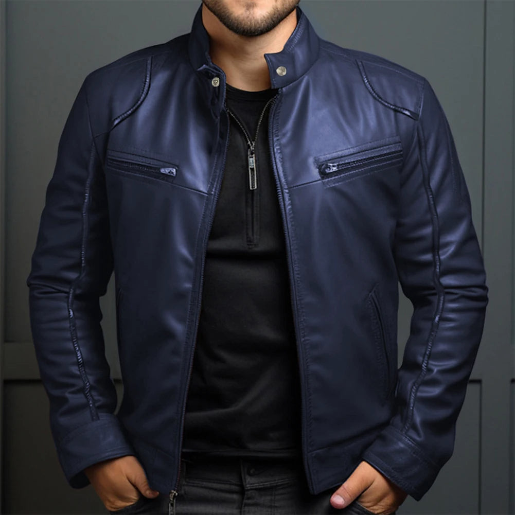 Men's Retro Motorcycle Jacket Vintage Leather Everyday Comfort - Fashinoza
