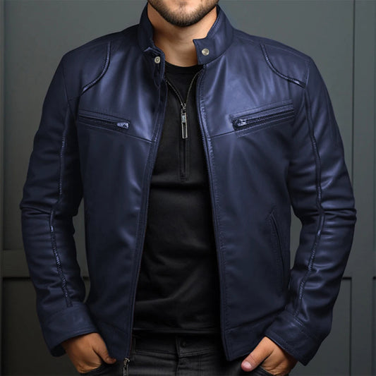 Men's Retro Motorcycle Jacket Vintage Leather Everyday Comfort - Fashinoza