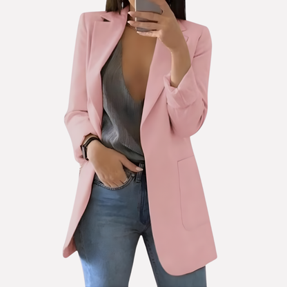 Women's Blazer Front Pocket Wool Everyday Jacket